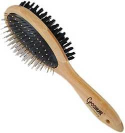 Groomm Bamboo Double Sided Dog Grooming Brush : Latex-Free Eco Brush with Ergonomic Handle for short and long-hair breeds