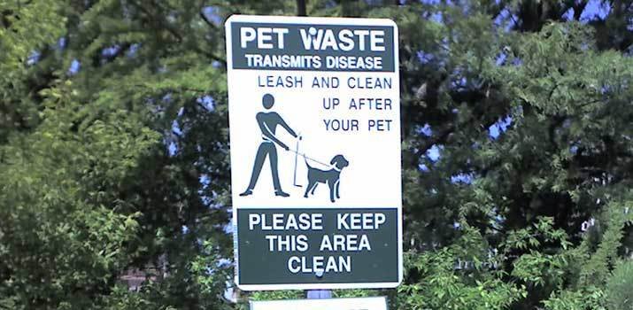 pet waste sign where you need to pick up dog poop