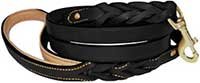 Soft Touch Collars Leather Braided Two-Tone Handle Dog Leash