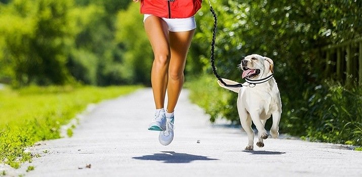 girl running with one of the better dog leashes