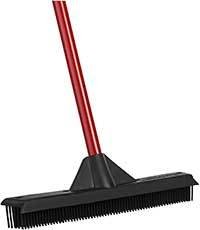 RAVMAG Rubber Broom & Squeegee – Design, Natural Rubber Bristles. for Pet & Human Hair – for Indoor & Outdoor Use. Cleans Carpets, Hardwood Floors, Decks & Windows. Water Resistant.