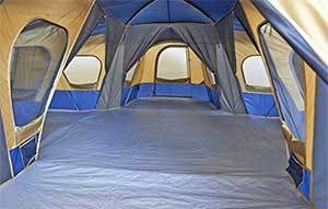 multiple rooms inside a tent are ideal for camping with dogs