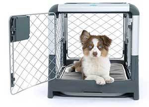 Diggs Revol Double Door Collapsible Wire Dog Crate, Cool Grey